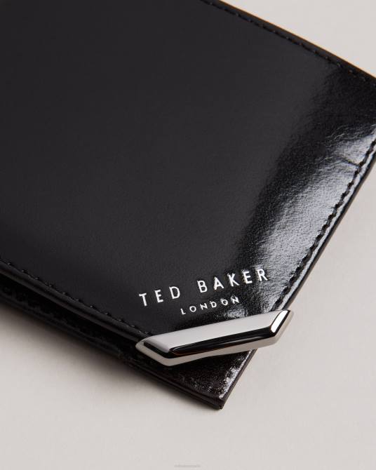 Ted Baker hombres 2ZFP1833 accesorios Monedero plegable con esquina de metal Kornerr negro
