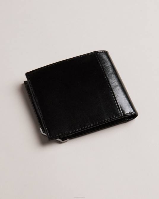 Ted Baker hombres 2ZFP1833 accesorios Monedero plegable con esquina de metal Kornerr negro