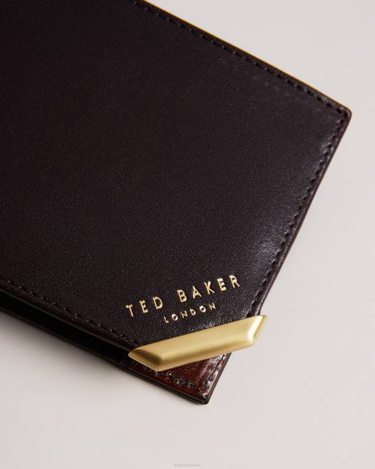 Ted Baker hombres 2ZFP1834 accesorios Monedero plegable con esquina de metal Kornerr chocolate marrón