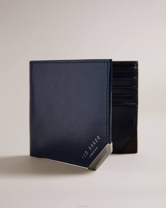 Ted Baker hombres 2ZFP1841 accesorios Monedero plegable con esquina de metal Kornerr Armada