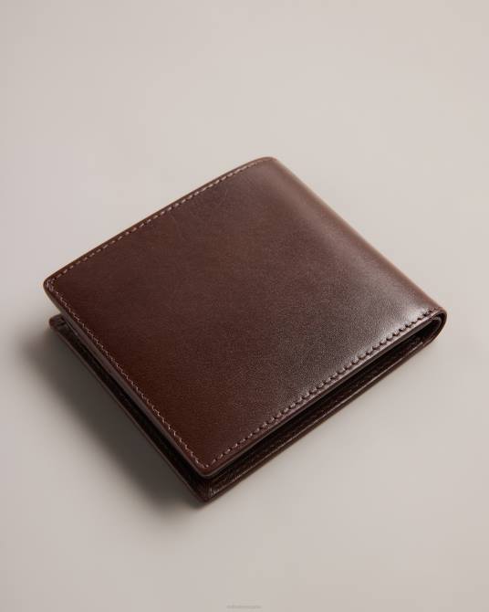 Ted Baker hombres 2ZFP1889 accesorios cartera de cuero plegada Samed chocolate marrón