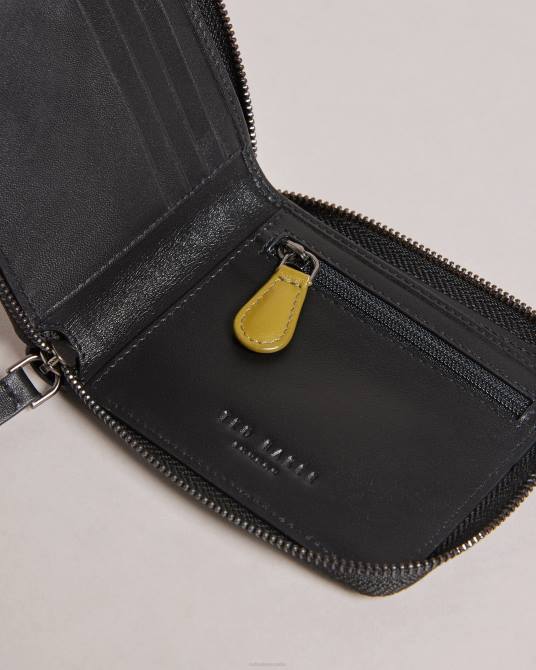 Ted Baker hombres 2ZFP1918 accesorios cartera con cremallera alrededor y detalle de esquina de Finnie negro