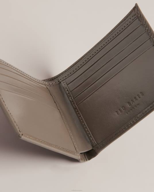 Ted Baker hombres 2ZFP2026 accesorios cartera plegable con rayas grabadas con láser Tenary carbón