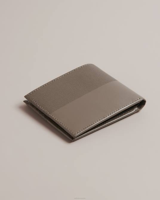 Ted Baker hombres 2ZFP2026 accesorios cartera plegable con rayas grabadas con láser Tenary carbón