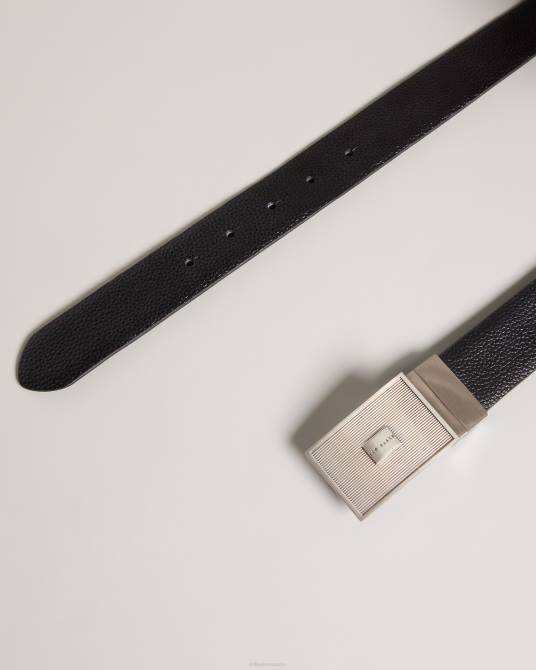 Ted Baker hombres 2ZFP1952 accesorios cinturón Aydon con hebilla texturizada negro