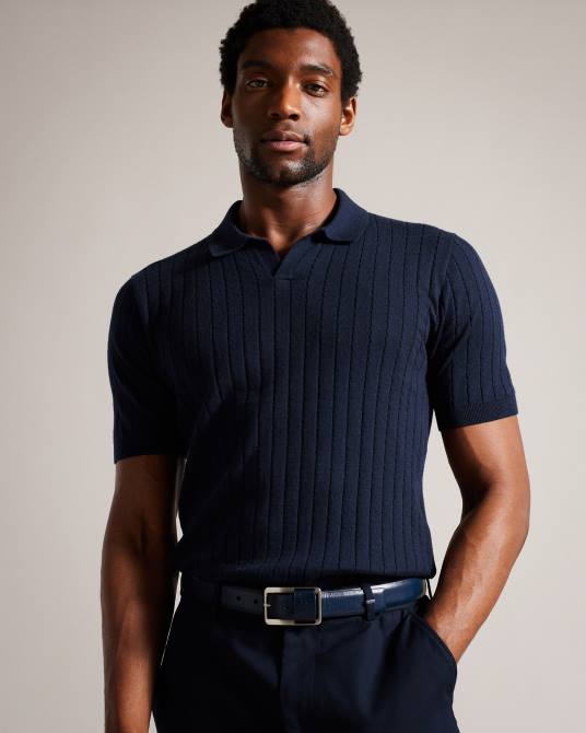 Ted Baker hombres 2ZFP1953 accesorios cinturón koen con hebilla y barra central Armada