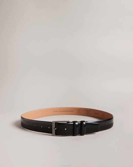 Ted Baker hombres 2ZFP1966 accesorios cinturón de cuero grabado harvii negro