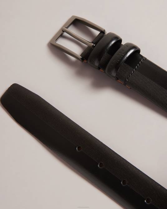 Ted Baker hombres 2ZFP1966 accesorios cinturón de cuero grabado harvii negro