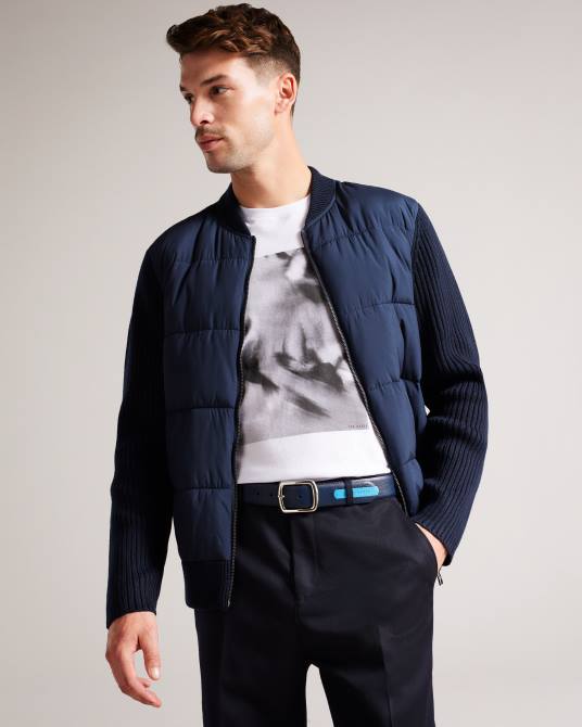 Ted Baker hombres 2ZFP1983 accesorios cinturón jaims de piel con detalle en contraste Armada