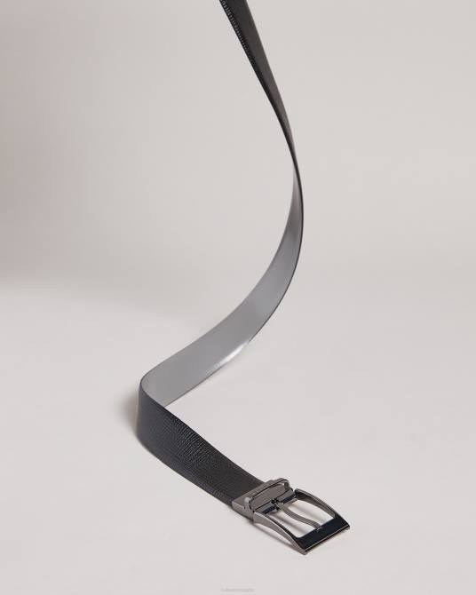 Ted Baker hombres 2ZFP1988 accesorios cinturón reversible de piel con dos tramas cruzadas negro