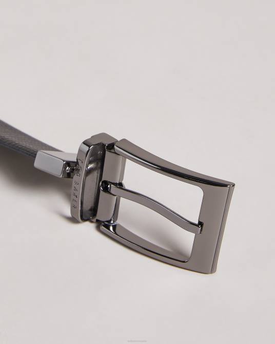 Ted Baker hombres 2ZFP1988 accesorios cinturón reversible de piel con dos tramas cruzadas negro