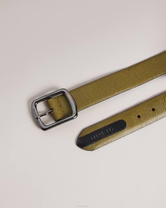 Ted Baker hombres 2ZFP1996 accesorios cinturón jaims de piel con detalle en contraste verde oscuro