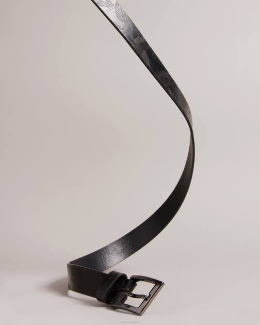 Ted Baker hombres 2ZFP2008 accesorios cinturón de cuero grabado con láser de Whyatt negro