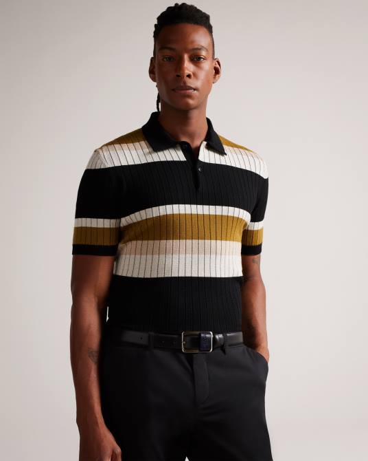 Ted Baker hombres 2ZFP2016 accesorios cinturón koen con hebilla y barra central negro