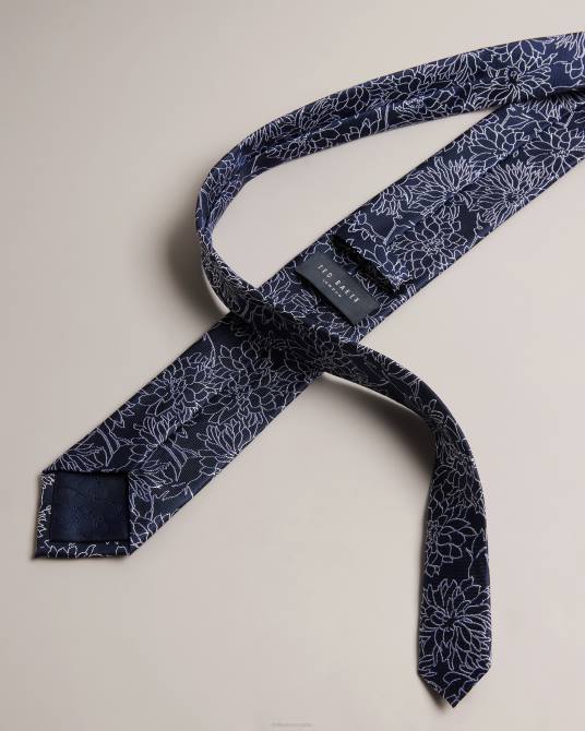 Ted Baker hombres 2ZFP1917 accesorios corbata belice de seda con motivo floral en jacquard Armada