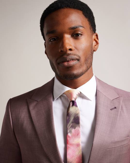 Ted Baker hombres 2ZFP1919 accesorios Corbata de seda con estampado floral difuminado Blutie rosa