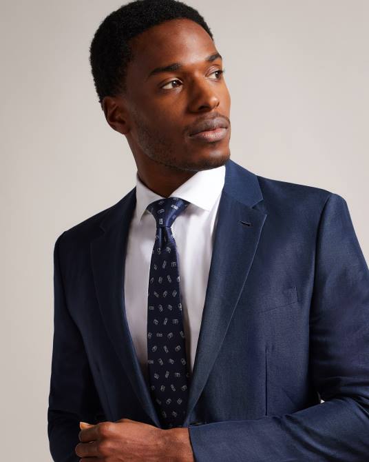 Ted Baker hombres 2ZFP2000 accesorios corbata con cámara Hubert en jacquard Armada