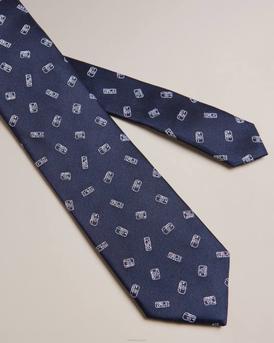 Ted Baker hombres 2ZFP2000 accesorios corbata con cámara Hubert en jacquard Armada