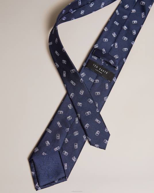 Ted Baker hombres 2ZFP2000 accesorios corbata con cámara Hubert en jacquard Armada