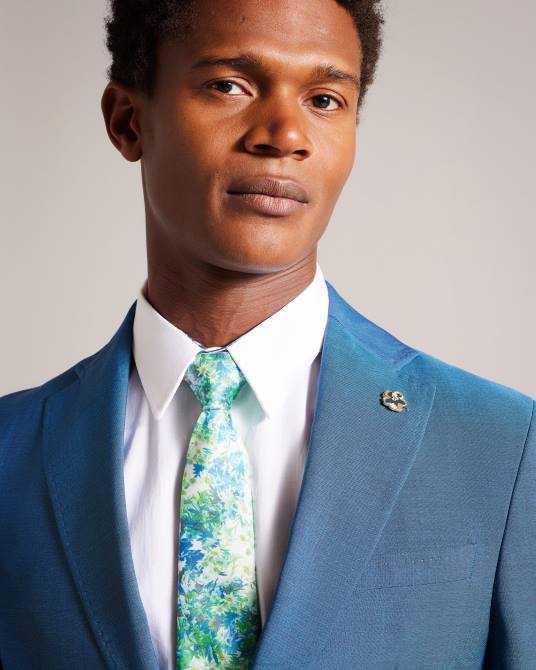 Ted Baker hombres 2ZFP2066 accesorios corbata lanico densa con estampado floral multicolor