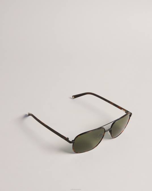 Ted Baker hombres 2ZFP2013 accesorios gafas de sol de aviador cuadradas de metal sunrect carey