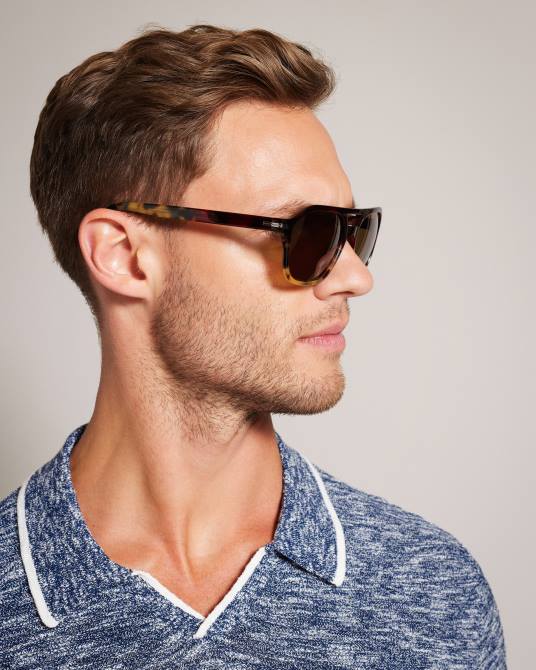 Ted Baker hombres 2ZFP2046 accesorios Tortavi gafas de sol gruesas de aviador carey