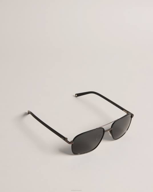 Ted Baker hombres 2ZFP2058 accesorios gafas de sol de aviador cuadradas de metal negro