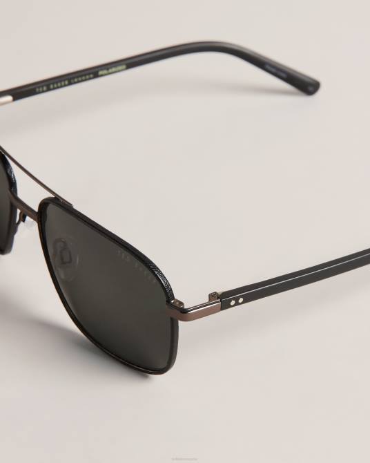 Ted Baker hombres 2ZFP2058 accesorios gafas de sol de aviador cuadradas de metal negro