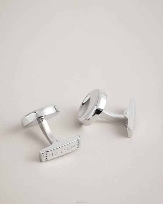 Ted Baker hombres 2ZFP2027 accesorios gemelos circulares de metal curvo color plata