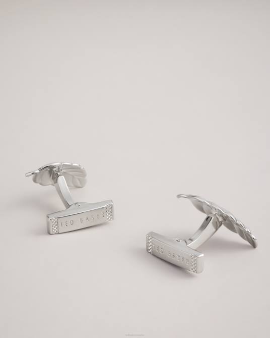 Ted Baker hombres 2ZFP2032 accesorios gemelos de hoja de rovan color plata