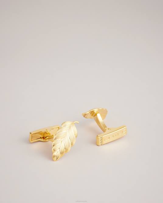 Ted Baker hombres 2ZFP2033 accesorios gemelos de hoja de rovan color dorado