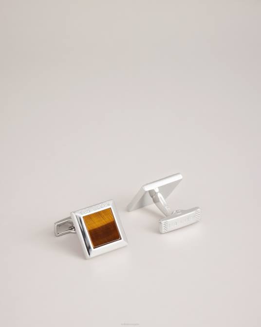 Ted Baker hombres 2ZFP2035 accesorios gemelos ojo de tigre cobre color plata