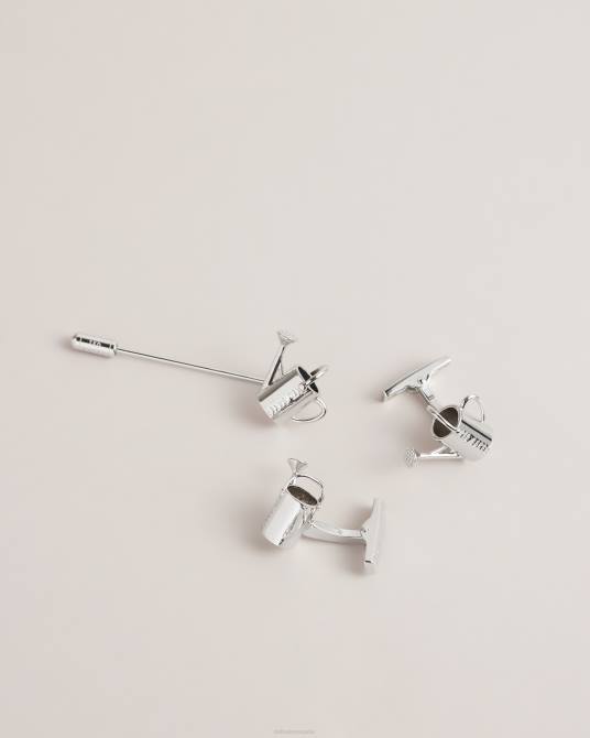 Ted Baker hombres 2ZFP2065 accesorios Juego de gemelos y pin de solapa con regadera Sumerr. color plata