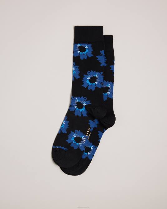 Ted Baker hombres 2ZFP1947 accesorios calcetines con estampado floral pintado de newflor azul marino oscuro