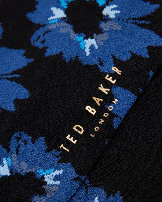 Ted Baker hombres 2ZFP1947 accesorios calcetines con estampado floral pintado de newflor azul marino oscuro