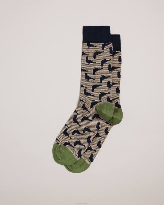 Ted Baker hombres 2ZFP1987 accesorios calcetines con estampado de palomas pidgsok azul marino oscuro