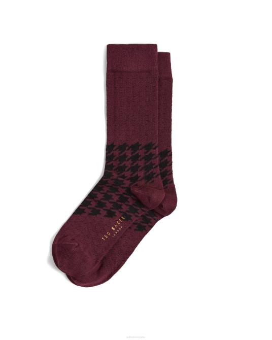 Ted Baker hombres 2ZFP2001 accesorios patpats calcetines con estampado de dientes de perro rojo oscuro