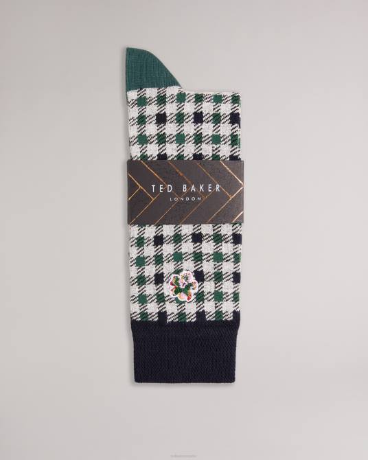 Ted Baker hombres 2ZFP2003 accesorios calcetines con cuadros separados de la casa verde