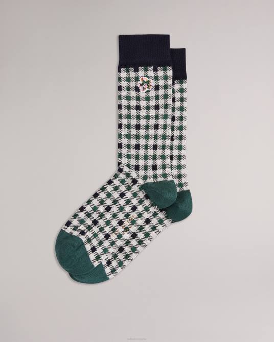Ted Baker hombres 2ZFP2003 accesorios calcetines con cuadros separados de la casa verde