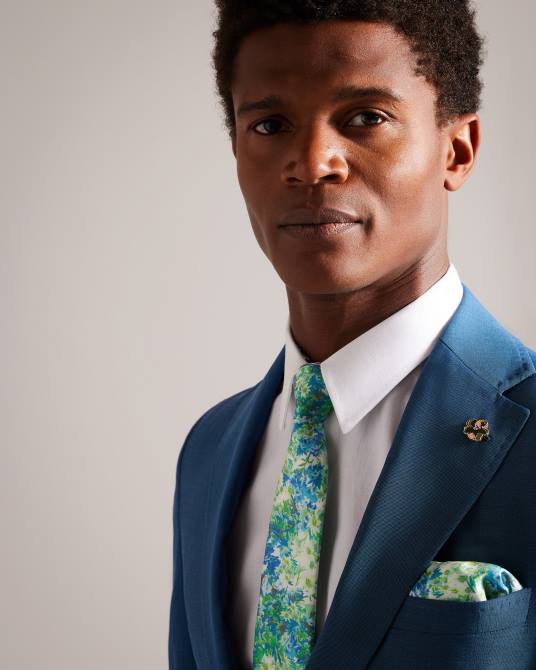 Ted Baker hombres 2ZFP2068 accesorios pañuelo de bolsillo floral de seda lamone multicolor