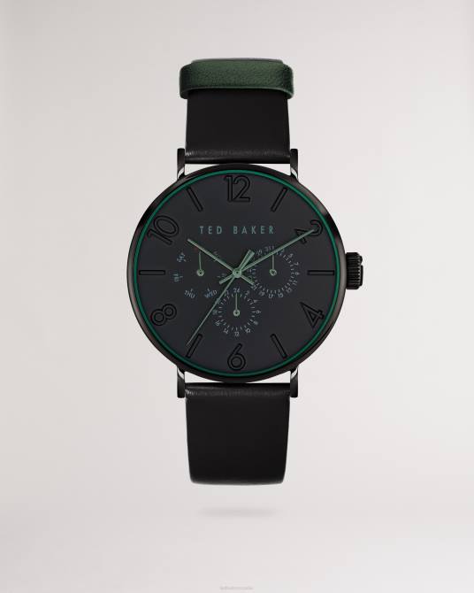 Ted Baker hombres 2ZFP1904 accesorios reloj timene con correa de piel lisa negra negro