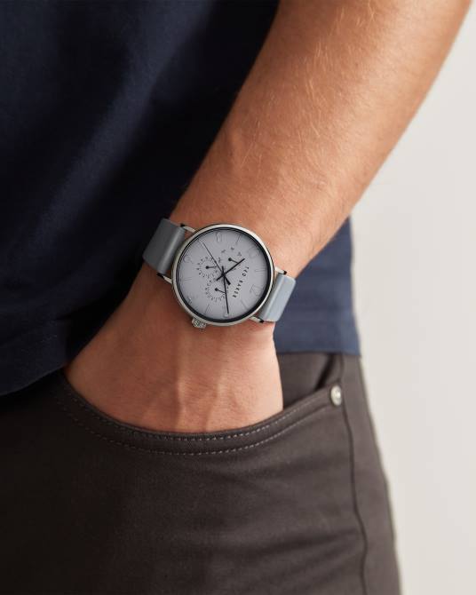 Ted Baker hombres 2ZFP1964 accesorios reloj timet gris con correa de piel lisa gris