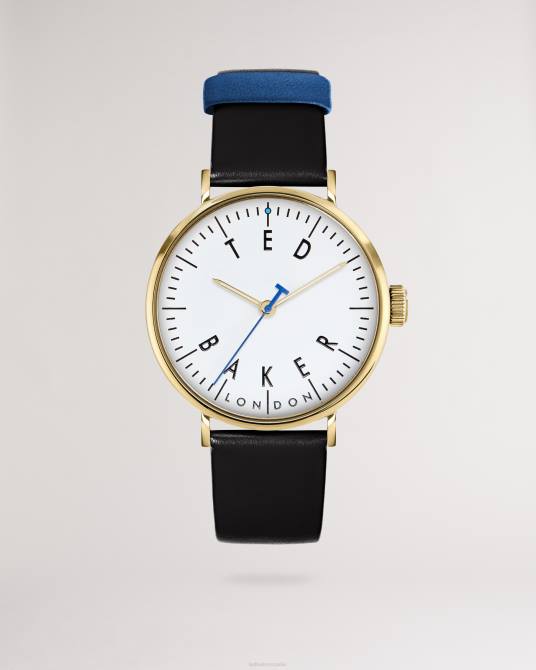 Ted Baker hombres 2ZFP2061 accesorios reloj cloque metalizado y piel negro