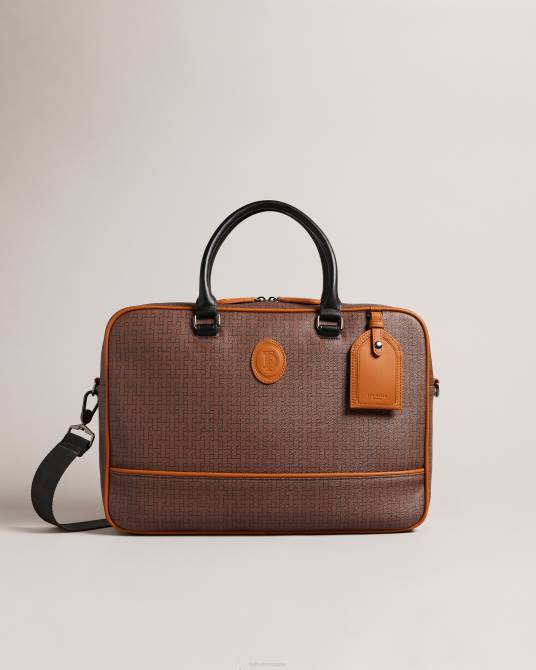 Ted Baker hombres 2ZFP1731 bolsas porta documentos con monograma traymon t chocolate marrón