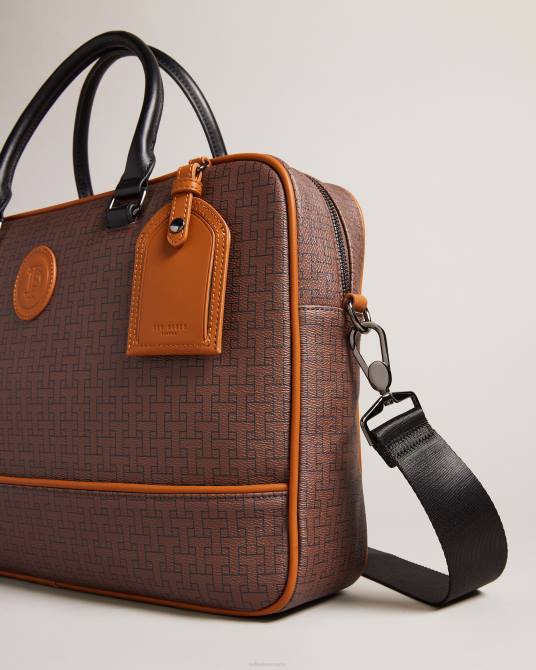 Ted Baker hombres 2ZFP1731 bolsas porta documentos con monograma traymon t chocolate marrón