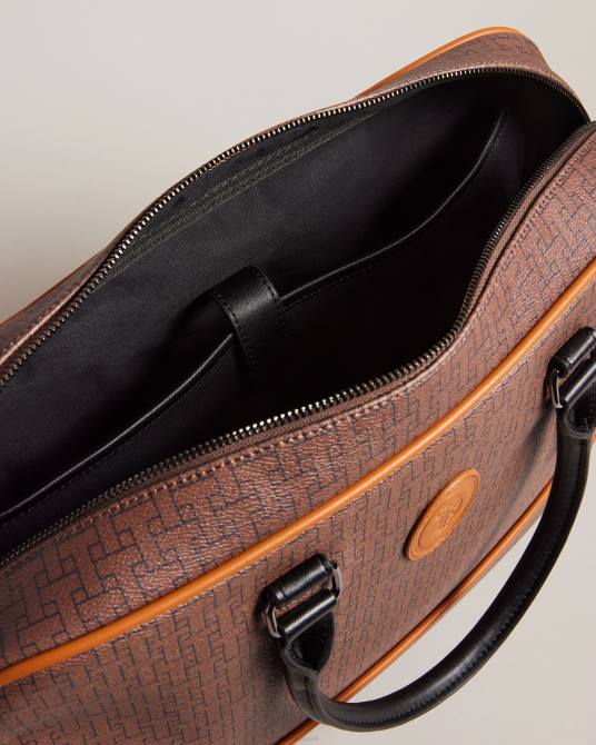 Ted Baker hombres 2ZFP1731 bolsas porta documentos con monograma traymon t chocolate marrón