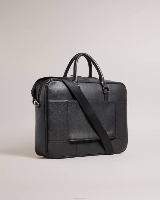 Ted Baker hombres 2ZFP1743 bolsas portadocumentos de piel con textura de lona negro