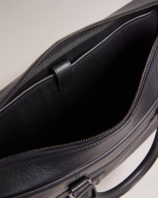 Ted Baker hombres 2ZFP1743 bolsas portadocumentos de piel con textura de lona negro