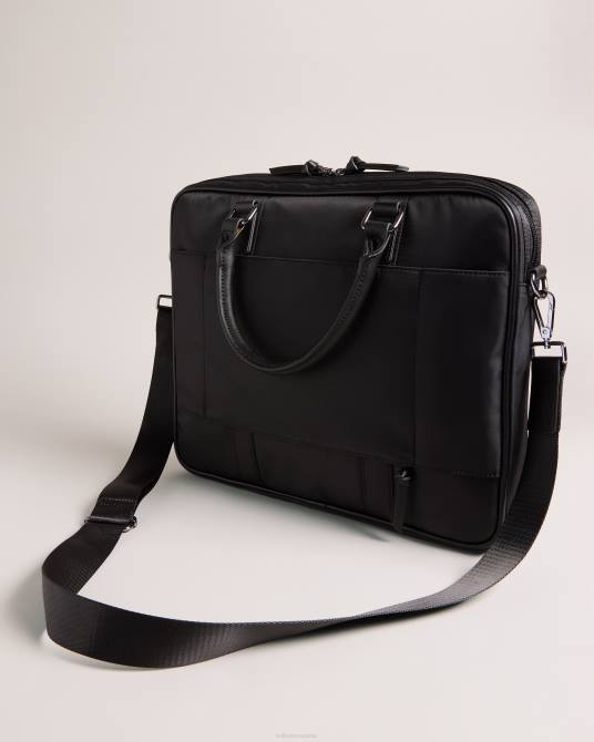 Ted Baker hombres 2ZFP1764 bolsas portadocumentos rooky core de sarga y pu a rayas negro