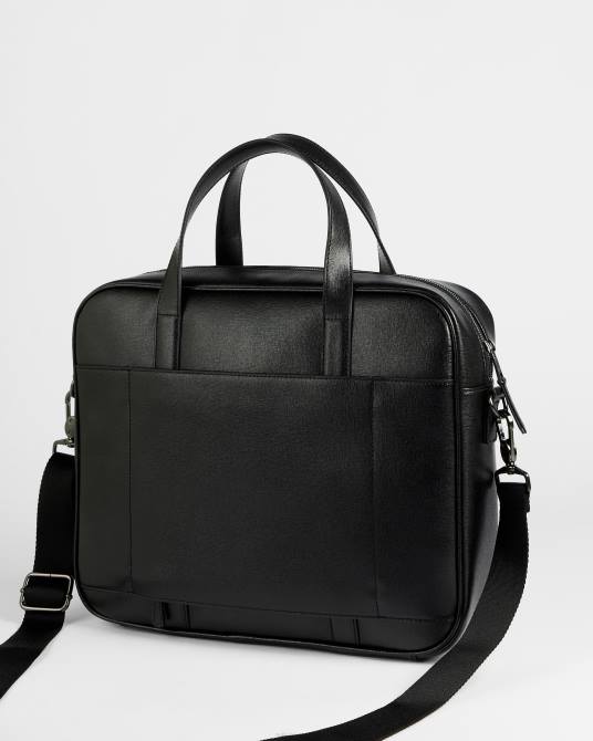 Ted Baker hombres 2ZFP1765 bolsas bolso para documentos strath de piel saffiano negro